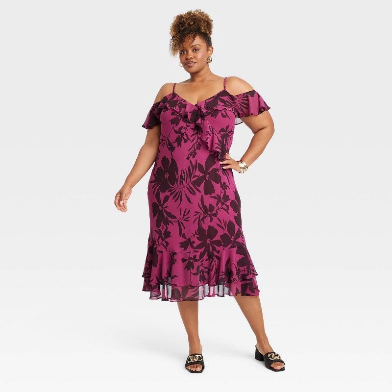 Women's Flutter Midi A-Line Dress - Ava & Viv™, 1 of 4