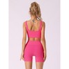 Allegra K Women's Bra and Underwear Sets, Ribbed Exercise Tank Bra High Waist Flatten Stomach Knickers - 2 of 4