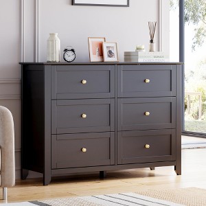 Dresser for Bedroom, 6 Chest of Drawer Dresser for 48 inch TV, Modern Wood Organizer TV Stand - 1 of 4