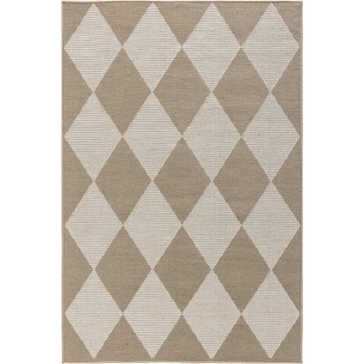 Nourison Washable Modern Jute Diamond Geometric Non-Skid Indoor Area Rug Natural Ivory 3'11"x5'11"