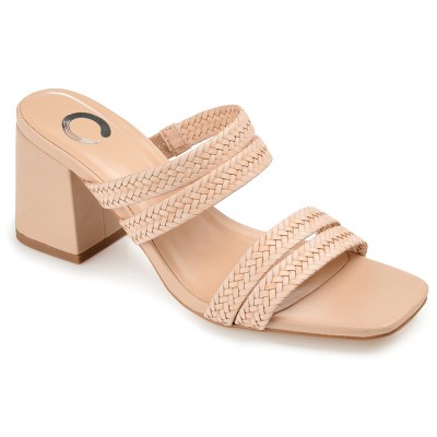 Journee Collection Womens Natia Wide Width Open Square Toe Block Heel Sandals
