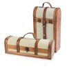 Twine Vintage Trunk Wine Bottle Gift Box, Wood Wine Box with Lid and Handle, Holds 1 Bottle, Wood, Faux Leather, Brass, Cloth - 3 of 4