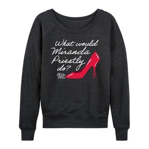 Women's - The Devil Wears Prada - What Would Miranda Do Lightweight French Terry Wide Neck Long Sleeve Shirt - 1 of 4