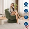 Swivel Barrel Accent Chair, 360° Teddy Fabric Upholstered Armchair with Striped Backrest & Plush Padding, Comfy Round Lounge Chair - 4 of 4