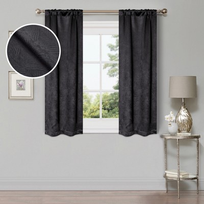 Modern Geometric Waves Room Darkening Semi-Blackout Curtains, Set of 2 by Blue Nile Mills