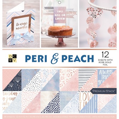 DCWV Double-Sided Cardstock Stack 12"X12" 36/Pkg-Peri & Peach, 18 Designs/2 Each