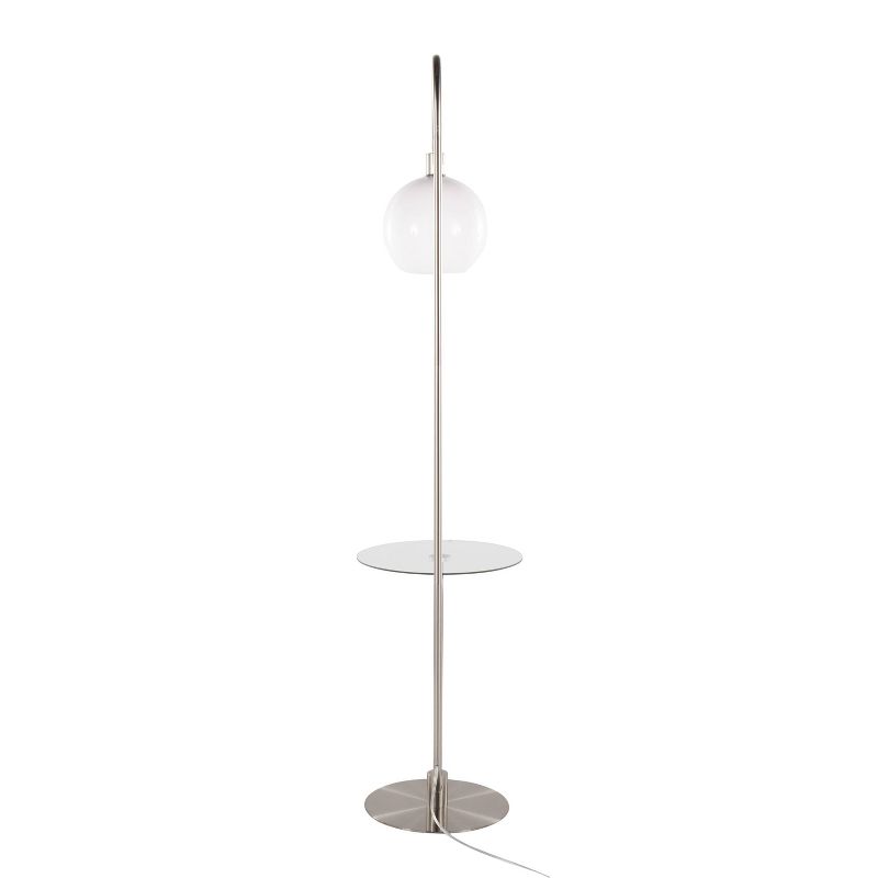 LumiSource Trombone Contemporary/Glam Floor Lamp in Nickel Metal with Clear Glass Shelf, 5 of 12