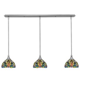 Toltec Lighting Any 3 - Light Chandelier in  Brushed Nickel with 7" Kaleidoscope Art Glass Shade - 1 of 1