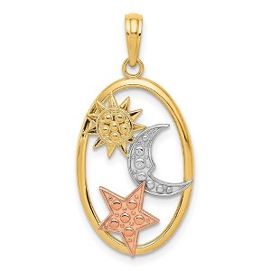 Black Bow Jewelry 14k Yellow & Rose Gold with White Rhodium 22mm Oval Celestial Pendant - 1 of 4