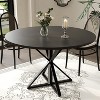 coucheta 47" Round Dining Table for 4, Wooden Circle Kitchen Tables with Sturdy Metal Pedestal & 4 Parts of Tabletop, for Living Room, Dining Room - 3 of 4