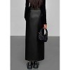Women's 2025 Faux Leather Pencil Skirt - High Waist Slit Maxi for Office & Winter Fashion Black - 2 of 4