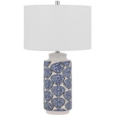 Cal Lighting Cambiago ceramic table lamp with seashell design and linen drum shade