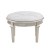Simple Relax Upholstered Oval Vanity Stool with Faux Diamond Trim in Silver and Ivory - 3 of 4