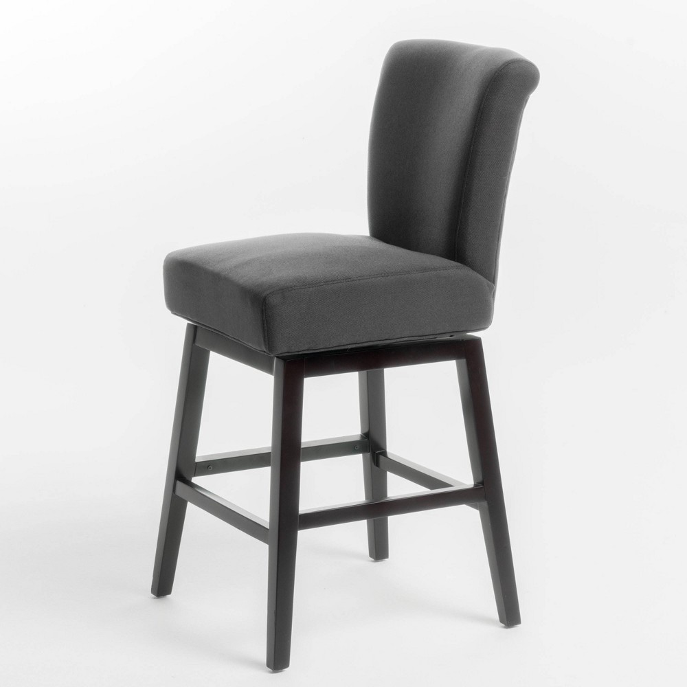 Photos - Chair Tracy Swivel Counter Height Barstool Dark Charcoal - Christopher Knight Home: Upholstered, 250lb Capacity, Hardwood Frame