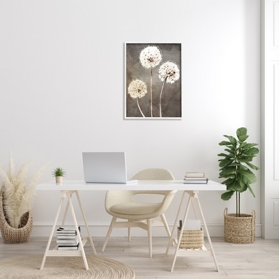 White Framed Botanical Dandelion Canvas Print, 24 x 30