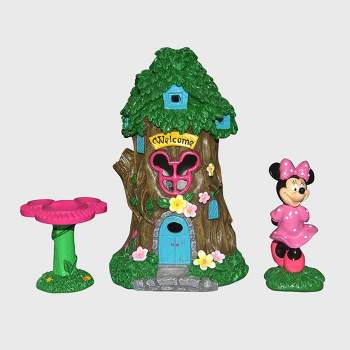Disney Minnie Mouse Miniature Resin Garden Set with Solar Tree House