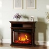 Electric Fireplace - 3-Sided Heater with Mantel and Shelf, Remote Control, LED Flames, Faux Logs, and Adjustable Settings by Northwest (Brown) - 4 of 4