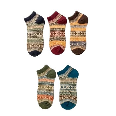 Warm Woolen Block Knitting Ankle Socks - Men's Sizes Adult Large from the Sock Panda