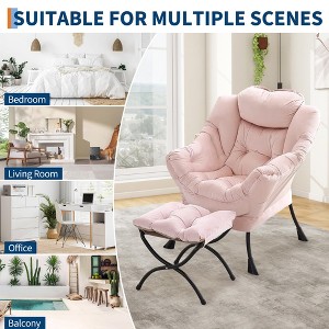 Modern Lazy Sofa Chair with Soft Bag Upholstery and Iron Frame, Single Indoor Sofa Chair Featuring Comfortable Backrest and Footrest, - 1 of 4