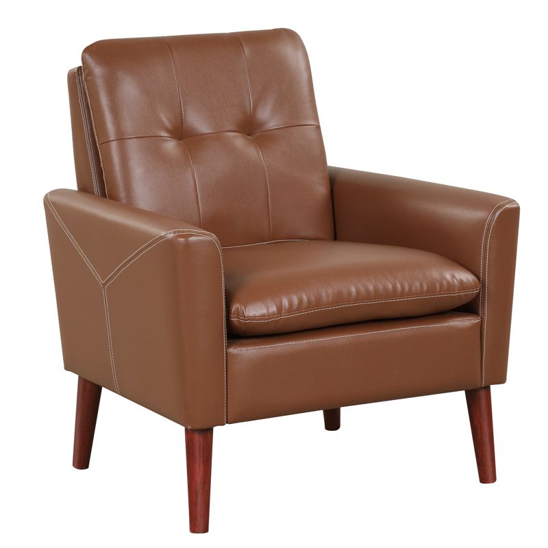Costway Modern Accent Chair PU Leather Armchair Sofa Chair with Solid Wood Legs, 1 of 11
