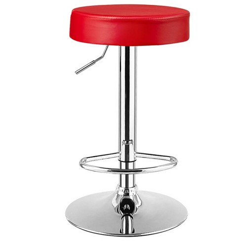 Costway 1 Pc Round Backless Bar Stool Adjustable Swivel Pub Chair