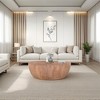 Royal Hampton Drum Shape Wooden 35.5 Inch Coffee Table with Plank Design Base - 2 of 4