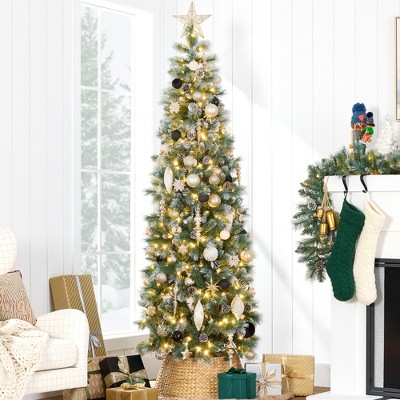 Best Choice Products Pre-Lit Artificial Scotch Pine Pencil Christmas Tree w/ LED Lights Metal Stand
