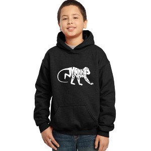 LA Pop Art Boy's Word Art Hooded Sweatshirt - Monkey Business - 1 of 4