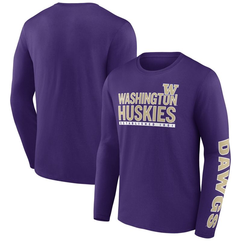 NCAA Washington Huskies Men&#39;s Chase Long Sleeve T-Shirt, 1 of 4