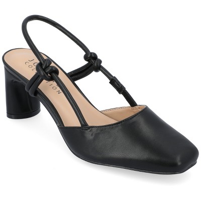 Journee Collection Womens Margeene Sling Back Covered Block Heel Pumps