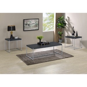 MDF and Steel 3-Piece Coffee and End Table Set with Tubular Legs for Modern Living Room or Lounge Spaces - 1 of 4