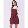 INSPIRE CHIC Women's Adjustable Straps Button Down Pinafore Corduroy Overall Dress - 2 of 4