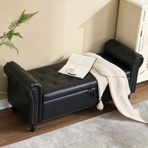 CAVINAS Modern Rectangular Upholstered Ottoman Bench with Storage,Button Tufted Storage Ottoman for Living Room - 1 of 4