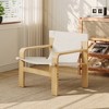 LOVSON Mid-century lounge chair with linen wide armchair and solid wood frame for living room, bedroom, balcony (white) - 2 of 4
