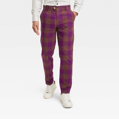 Purple checkered pants sale