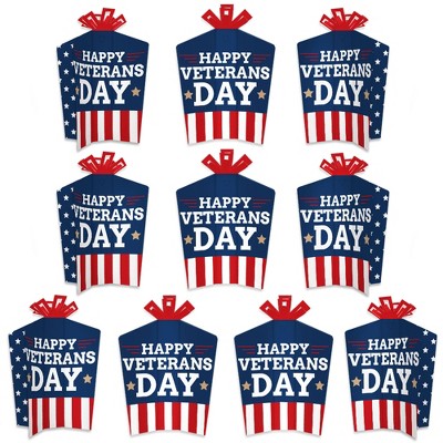 Big Dot of Happiness Happy Veterans Day - Table Decorations - Patriotic Fold and Flare Centerpieces - 10 Count