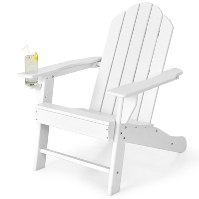 Tangkula Adirondack Chair Outdoor with Cup Holde Weather Resistant Lounger Chair for Backyard Garden Patio and Deck Black/Grey/Turquoise/White