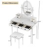 Kumasinova Vintage Vanity Table with Adjustable Mirror,5-Drawer Makeup Vanity Desk with Stool,Classic Dressing Table with Velvet Lining for Bedroom - 2 of 4