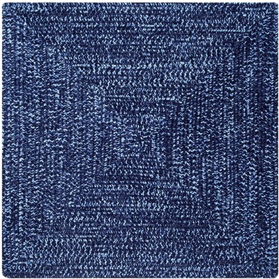 Navy & Smoke Blue Braided Tweed 72" Octagonal Reversible Rug