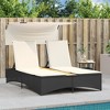 vidaXL Patio Double Sun Lounger Black PE rattan Double - 3 of 4