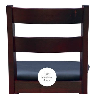 Triena Soho 24" Dark Cherry Wood and Brown Faux Leather Counter Stool