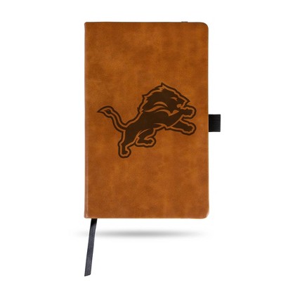 NFL Detroit Lions Laser Engraved Brown Leather Padfolio