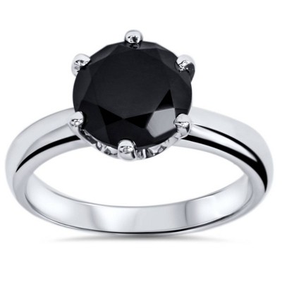 Pompeii3 2 ct Treated Black Diamond Solitaire Engagement Ring 14K White Gold