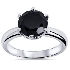Pompeii3 2 ct Treated Black Diamond Solitaire Engagement Ring 14K White Gold - 1 of 4
