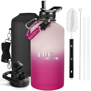 Link Active One Gallon Stainless Steel Water Bottle Triple Walled Insulated Long Lasting Cold Water Leak Proof Carrying Pouch & Accessories - 1 of 4