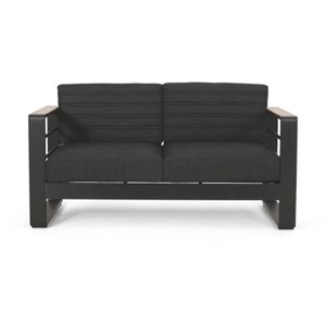 Giovanna Outdoor Aluminum Loveseat with Cushions: Weather-Resistant, UV-Protected - Christopher Knight Home - 1 of 4