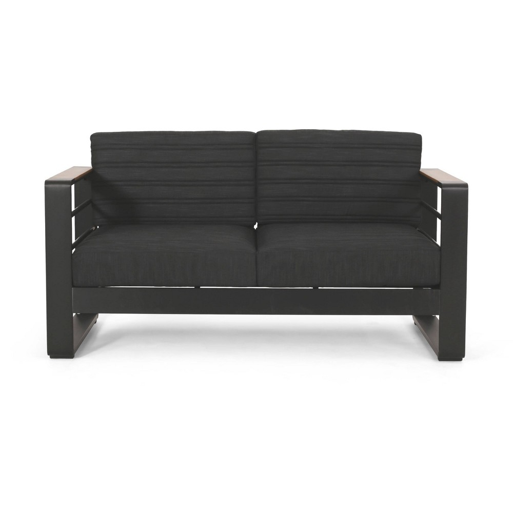Giovanna Outdoor Aluminum Loveseat with Cushions: Weather-Resistant, UV-Protected - Christopher Knight Home