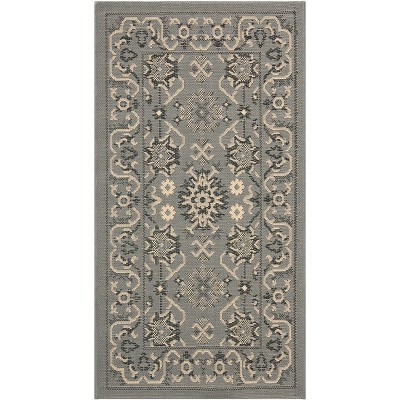 Grey and Cream Synthetic Easy Care Area Rug, 24" x 4"
