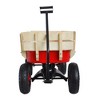 outdoor sport wagon tools cart wooden side panels air tires Wagon (red) - 3 of 4
