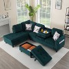 MAYEERTY 94.5 Inch L-Shaped Sectional - Solid Wood & Iron Frame, Storage Ottoman, Built-in Cup Holders - 2 of 4
